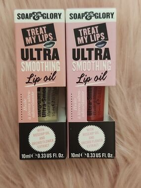 Brand New 2CT BUNDLE SOAP & GLORY TREAT MY LIPS ULTRA SMOOTHING LIP OIL